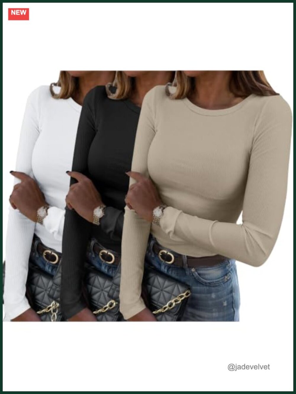 Ribbed Long Sleeve Crewneck Slim Fit Top